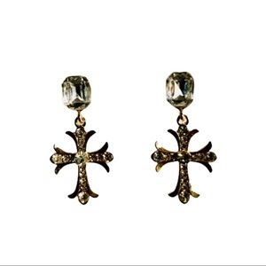 14K Gold Plated Cross Earrings